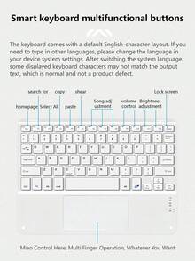 AKKHOO Keyboard Nirkabel dengan Touchpad, Dapat Diisi Ulang, Ukuran Mini, Kompatibel dengan Tablet iPad - Putih - View 10