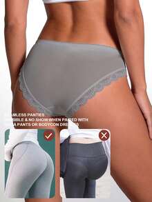 3PCS Lace Printed Transparent Hollow Comfortable Women's Underwear, Sexy Low-Waist Briefs-Fall Style - Multicolor - View 5