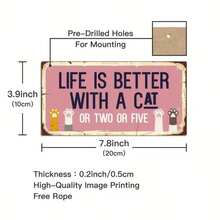 1pc Classic Wooden Cat Sign, "Life Is Better With One Or Two Or Five Cats" Humorous Wall Decor, 3.9x7.8 Inches, Rectangular Hanging Plaque, Home Decor No Electricity Required - Pink - View 7