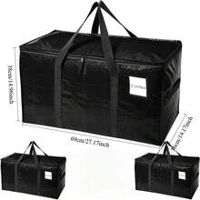 Heavy-Duty Storage Bags, Waterproof Extra-Large Totes With Reinforced Handles, Double Zippers, Foldable For Clothing & Blankets - Multicolor - View 11