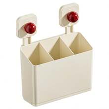 1pc Small No‑Drill Self‑Adhesive Kitchen Cutlery Organizer With Divided Compartments, Wall Or Countertop Plastic Holder For Chopsticks Spoons Forks, Space‑Saving For Sink And Small Spaces, Great For Daily Use And Christmas Kitchen Arrangement - Multicolor - View 13