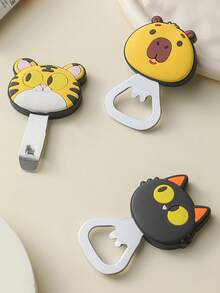 1/2/3pcs Cartoon Animal Magnetic Bottle Opener, Tiger Capybara Black Cat Funny Design, PVC Soft Rubber Fridge Magnet, Home Beer Opener, Cute Creative Home Decor Tool Ornament, Bar Tool - Multicolor - View 7