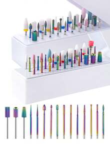 30pcs Nail Drill Bit Set, Nail Grinding Bits, Cuticle Gel Removal Drill Bits, Professional Nail Rotary Tool, Suitable For 3/32" Shank Diameter Nail Drill - Multicolor - View 1