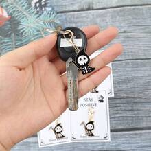 5/10pcs Spooky Cute Grim Reaper Keychain - Gothic Sarcastic Bag Charm, Stay Positive Halloween Gift For Friends Family Coworker20240910 - Multicolor - View 4