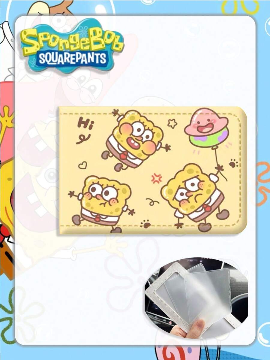 SpongeBob SquarePants Dompet Tempat Kartu Karakter Kartun Lucu, Kulit PU Lipat Ganda untuk Kartu Identitas dan Kartu Kredit, Kotak Penyimpanan Kartu Ringan Portabel, Cocok untuk Anak Laki-laki dan Perempuan untuk Penggunaan Sehari-hari. - MultiWarna - View 1