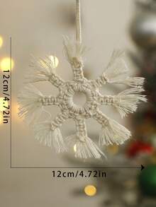 1pc Christmas Snowflake Hanging Decor Boho Style White Rope Design Rustic Holiday Decoration Winter Wonderland Home Accent Christmas Tree Door Window Fireplace Gift Wrapping Party Decor Seasonal Celebration - Style 4 - View 9