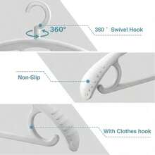 12/6 Pack Sturdy Plastic Hangers - Reinforced Shoulder Design, 360-Degree Swivel Hook, Non-Slip Polished Surface, Perfect For Adult Clothing Storage, Closet Organization And Wardrobe Display - Beige - View 4