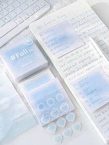 112Sheets Gradient Translucent Sticky Notes Set With Mini Stickers, Cute Aesthetic Vellum Memo Pad For Scrapbooking Journaling School Supplies - Multicolor - View 6