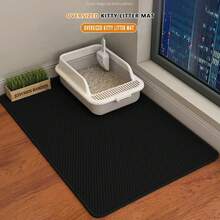 Anti-Splash Double Layer EVA Cat Litter Mat, Double Layer Honeycomb Design Pet Cage Cleaning Mat Waterproof Urine-Proof Cat Litter Collection Mat, Cat Litter Box Mat, Cat Supplies, Dog Supplies, Rabbit Supplies, Halloween Christmas Decoration Please Measure Cat Litter Box Size Accurately And Refer To Size Chart Before Purchase - Black - View 12