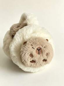 1pc Cartoon Capybara Plush 3D Ear Muffs, Warm Retractable Ear Covers, Suitable For Daily Winter Use - Multicolor - View 1