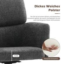 CLIPOP Drehbarer Esszimmer Stuhl mit Armlehnen, Schreibtischstuhl 360° Drehbar, Chenille Bürostuhl, Drehstuhl für Büro/Schlafzimmer/Wohnzimmer - Grau - Übersicht 5