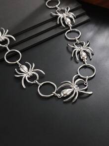1pc Vintage Punk Skeleton Waist Chain Unisex Street Y2K Metal Pants Chain Hip Hop Dark Gothic Style Outfit Accessory - Silver - View 4