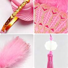 1pc Fairy Realistic Feather Fan, Suitable For Dance Party Stage Performance - Pink - View 8