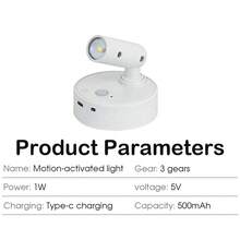 Rechargeable LED Spotlight Wall Light, Adjustable Beam Strong Light, USB Rechargeable Picture Light For Bedroom And Living Room, Indoor Wall Light With Adjustable 3 Color Modes, Modern Magnetic Reading Light - Multicolor - View 10