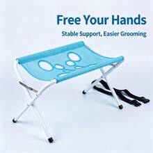 1Pc Foldable Pet Grooming Bath Hammock, 8‑Hole Breathable Anti‑Escape Restraint Bed, Multi‑Purpose Pet Shower Stand For Cats Dogs Nail Trimming Grooming Bathing - Blue (60*40*31cm) - View 7