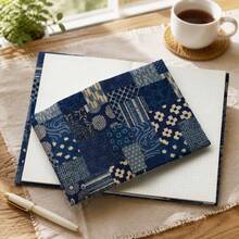 A5/A6 Japanese‑Style Vintage Patchwork Indigo Fabric Book Cover, Traditional Wabi‑Sabi Pattern Book Protector, Durable Adjustable Journal Sleeve - Sets - View 4