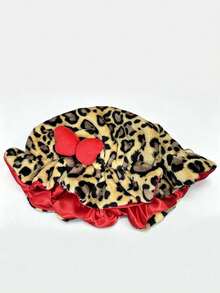 1 chiếc mũ ngủ lông cừu Teddy màu hồng họa tiết da báo, lót satin điều chỉnh được chống xù tóc, chun co giãn thoải mái, phù hợp cho tóc xoăn tự nhiên - Nhiều màu - Xem 12