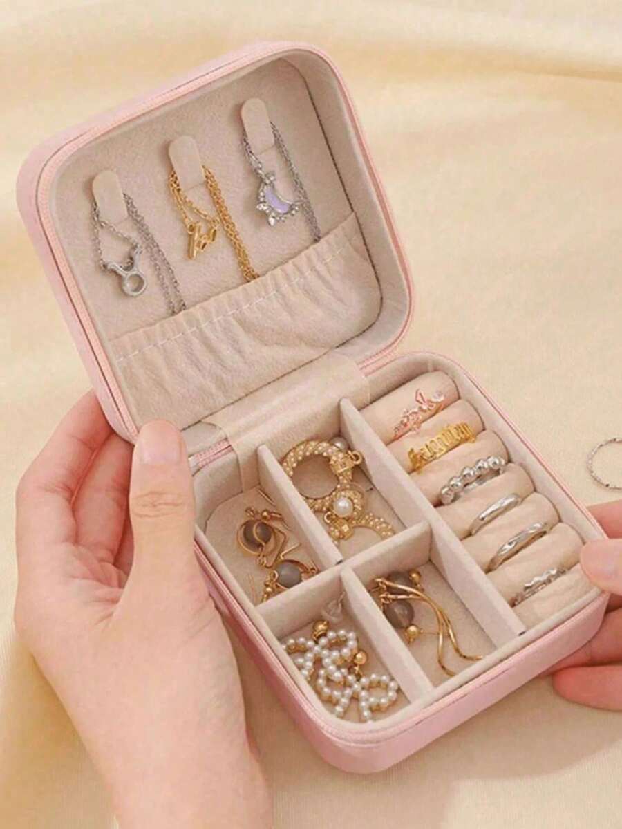 1/6/12Pcs Jewelry Storage Box, Portable Travel Zipper Organizer For Rings Earrings Necklaces, Small Women Jewelry Box, Christmas New Year Gift For Her