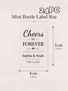14/24/49pcs Personalized Customized Wedding Mini Bottle Labels, Custom Name & Date Self-Adhesive Stickers, Wedding Favors Gifts, Banquet Decor - Clear - View 19