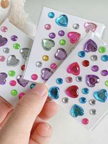 1pc New Colorful Heart Sticker, Random Color Heart, Suitable For Camera, Phone Case, Hair Dryer, Shelf, Computer Sticker. White Translucent Single Sticker, Suitable For Adult Use - Multi-color - View 2