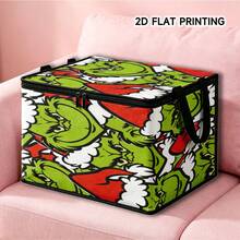 The Grinch 1pc Green Furry Monster Christmas Foldable Storage Box With Lid, Dust-Proof Clothes Organizer, Large Capacity Clothes & Toys Storage Bin, Home Storage Box, Car Storage Box, Multi-Functional Storage Box, Christmas Gift For Family And Friends, Halloween Costume Prop - Multi-color - View 7