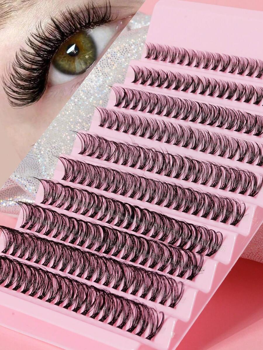 200pcs 30D Cat Eye False Eyelashes, 10-16mm Mixed Length, D Curl, DIY Natural Fluffy Dense Effect, High Cost-Performance, Suitable For Beginners, Reusable, Suitable For Daily, Party, Stage Performance Or Holiday Makeup, Valentine's Day/Christmas Gift