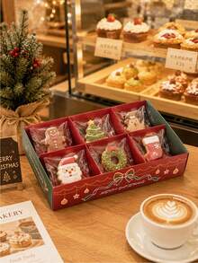 Christmas Gift 4-Compartment Box With Lid, Divided Storage For Candy, Cookies, Snacks, New Year Party Favor - View 4