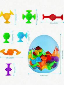 11/24/48pcs Absorbent Cup Toys, Eggshell Building Blocks, Educational Toys, Soft Silicone Building Set, Sensory Painting Kit - Multicolor - View 2