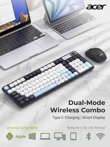 Acer OKR232 Dual-Mode Keyboard And Mouse Set, Fully Compatible With PC And Tablet, Rechargeable With Display, Bluetooth 5.0 + 2.4G Wireless, 100-Key Compact Layout, One-Key Switch For Mac/Win/Android - View 12