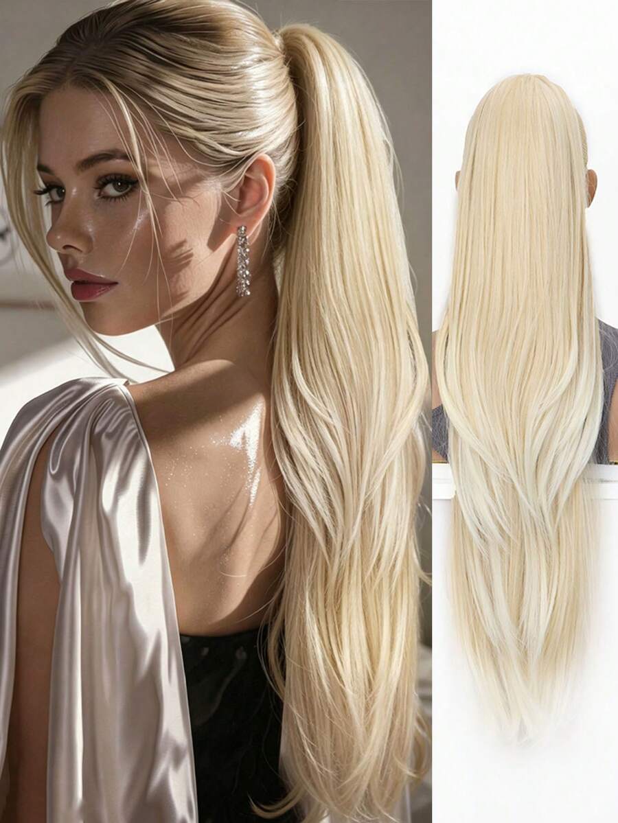 26 Inch Long Layered Drawstring Ponytail Hair Extensions For Women, Straight Clip-In Hairpiece, Thick Ponytail, Easy Wear Hair Extension For Christmas, Halloween, Parties & Special Occasions - Multicolor - View 1