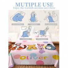 asmodee Unique Customized Name Blanket With Cartoon Design, Multi-Functional Blanket Suitable For Bed, Sofa, Car, Office, Camping And Travel. Soft, Comfortable, Lightweight, Warm, Suitable For All Seasons. Easy To Maintain - Multicolor - View 9