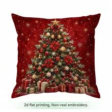 4pcs/1pc Sarung Bantal Motif Natal Vintage Latar Belakang Merah Tanpa Isian, Sarung Bantal Cetak Satu Sisi, Cocok untuk Dekorasi Rumah Ruang Tamu dan Kamar Tidur, Sarung Bantal Sepanjang Musim - MultiWarna - View 14