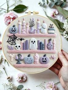 Halloween Decorations Embroidery Kit,DIY Handmade Embroidery Set, Suitable For Adult Beginners, Home Decor Gift, Women's Sewing Gift, Includes User Manual, Printed Pattern Fabric, Embroidery Hoop, Needles And Thread,20 X 20cm/7.9 X 7.9in - Multicolor - View 11