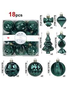 18-Piece Christmas Tree Ornament Set With Sparkly Plastic Ornaments, Suitable For Christmas, Party Decorations, Scene Setups, Holiday Decorations, Room Decorations, Home Decorations, Office Decorations, Themed Party Decorations, Christmas Decorations, Christmas Balls. - Multicolor - View 19