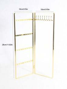 Large Capacity Jewelry Organizer Stand, Foldable Gold Metal Earring Holder With Necklace Hooks, Jewelry Display Rack For Dresser And Vanity - Multicolor - View 12