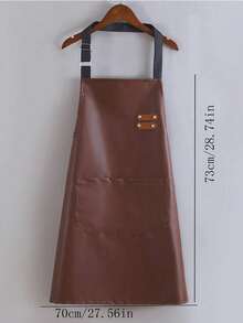 1pc/2pcs/3pcs Waterproof & Stain-Resistant PU Apron, Durable Faux Leather Kitchen Workwear, Suitable For Water-Based Work, Hair Salon, Catering, Modern Minimalist Waist Apron - Black - View 17