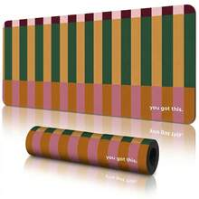 Striped Pink Burgundy Green Pattern Extra Long Gaming Mouse Pad And Desk Mat Set, Non-Slip Durable Rubber Base, Smooth Surface, Suitable For Computer Laptop Office Home, Abstract Art Decor, Back To School Supplies - A - View 4