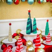 6pcs Christmas Tree Shaped Beeswax Candle Set, Perfect For Home Decor, Creating Holiday Atmosphere, And Providing Unique Gift Ideas - Multicolor - View 10