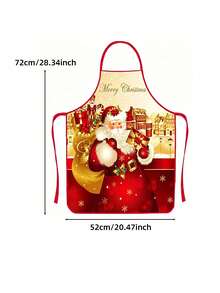 1 chiếc tạp dề bếp trang trí Giáng Sinh, tạp dề nấu ăn in hình ông già Noel, người tuyết và tuần lộc Merry Christmas, tạp dề yếm chống nước dùng trong gia đình cho tiệc tối Giáng Sinh - Nhiều màu - Xem 9