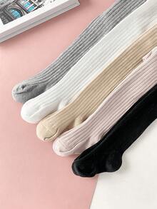 5pcs/Pack Legging Katun Minimalis Bergaris untuk Bayi Perempuan, Balita, Baru Lahir, dan Anak-Anak, Cocok untuk Aktivitas Sehari-hari di Musim Semi dan Gugur - MultiWarna - View 5
