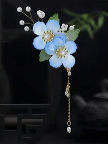 1件復古新款秋冬粉色櫻花流蘇髮夾，10公分長葉紋髮飾，五瓣花配竹葉金屬材質設計，易使用，簡約時尚優雅，適合精緻女性與女孩，婚禮、教師、情人節精緻禮物，女性日常外出、洗臉、化妝及節日派對，秋冬流行捲髮、沙灘髮飾，牢固不易脫落，可用於高馬尾、髮髻、捲髮、精緻編髮，女性盤髮髮飾 - 彩色 - 查看 30