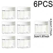 6pcs Small Travel Refillable Containers, Transparent Plastic Jars, Reusable Plastic Storage Containers, Round Plastic Jars, Kitchen Home Storage Containers, Black/White/Clear Screw Cap Sample Jars, 4 Sizes, Makeup Sample Dispenser Boxes - View 13