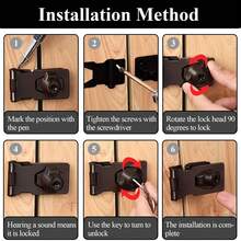 1/2pcs 3-Inch Key Lock Knob Safety Lock, Door Lock Bolt Latch, Suitable For Main Door, Garage Door, Wooden Shed, Box, Wardrobe, Cabinet, Drawer - GG - View 9