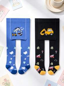 4/2pcs Newborn Cartoon Tights, Car Zebra Lion Pattern, High Elastic Comfortable Baby Spring Autumn All Season Leggings - Multicolor - View 9