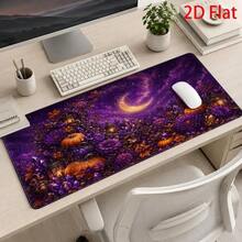 Large Gothic Fantasy Mouse Pad & Desk Mat – Mysterious Purple Pumpkin Garden; Suitable For Halloween And Autumn Decor; Soft, Stain-Resistant, Durable Computer Accessory; Compatible With PCs, Laptops, And Desktops; 2D Flat Design. - Mouse Pad - View 1