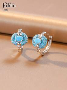 Hihho 1 Pair French Romantic Charm Shiny Geometric Design Earrings, Exquisite Elegant Women's Jewelry Ear Accessories, Fashion Versatile Style Suitable For Daily Wear - Geometric Earrings - View 10