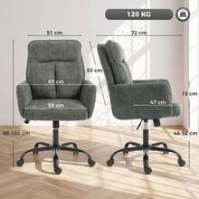 Ergonomic Office Chair, Adjustable Height Desk Chair, Wide Seat, Tilt Function, Dark Green - Green - View 7