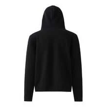 Cardigan Rajut Berkerudung dengan Kantong Resleting Warna Polos untuk Wanita, Gaya Kasual untuk Mahasiswa - Hitam - View 6