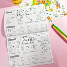 This 32-Page Spanish Alphabet Coloring And Tracing Book Is Designed For Children, Combining Education And Entertainment. It Features Cute Illustrations, Early Learning Creativity, And Handwriting Practice Suitable For Toddlers. It's An Excellent Gift For Preschool Children To Learn Letters And Vocabulary, Perfect For Birthdays, Christmas, Back-To-School, And Other Occasions. - A4 - View 1