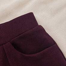 Women's Stretchy Thin Casual Pants, Versatile For Daily Wear, Commuting, Office, And Leisure Sports, With Pockets, Straight Leg Design To Flatter Legs, Suitable For Spring And Summer - Burgundy - View 9